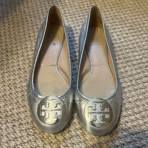 Tory Burch Silver Ballet Flats